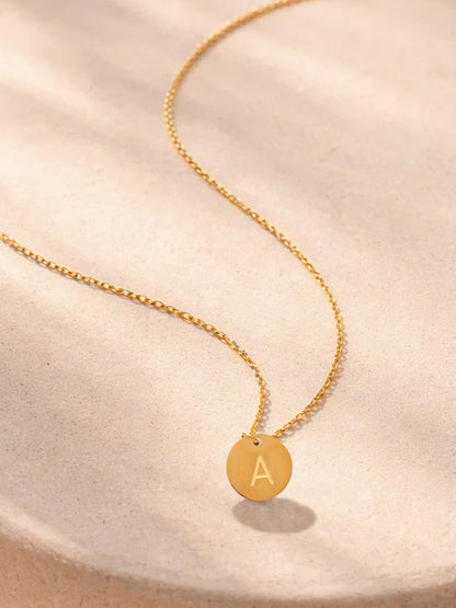 Demi Fine 18K Gold Plated Stainless steel Classic Disc A Pendant Necklace