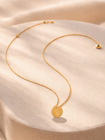 Demi Fine 18K Gold Plated Stainless steel Classic Disc S Pendant Necklace