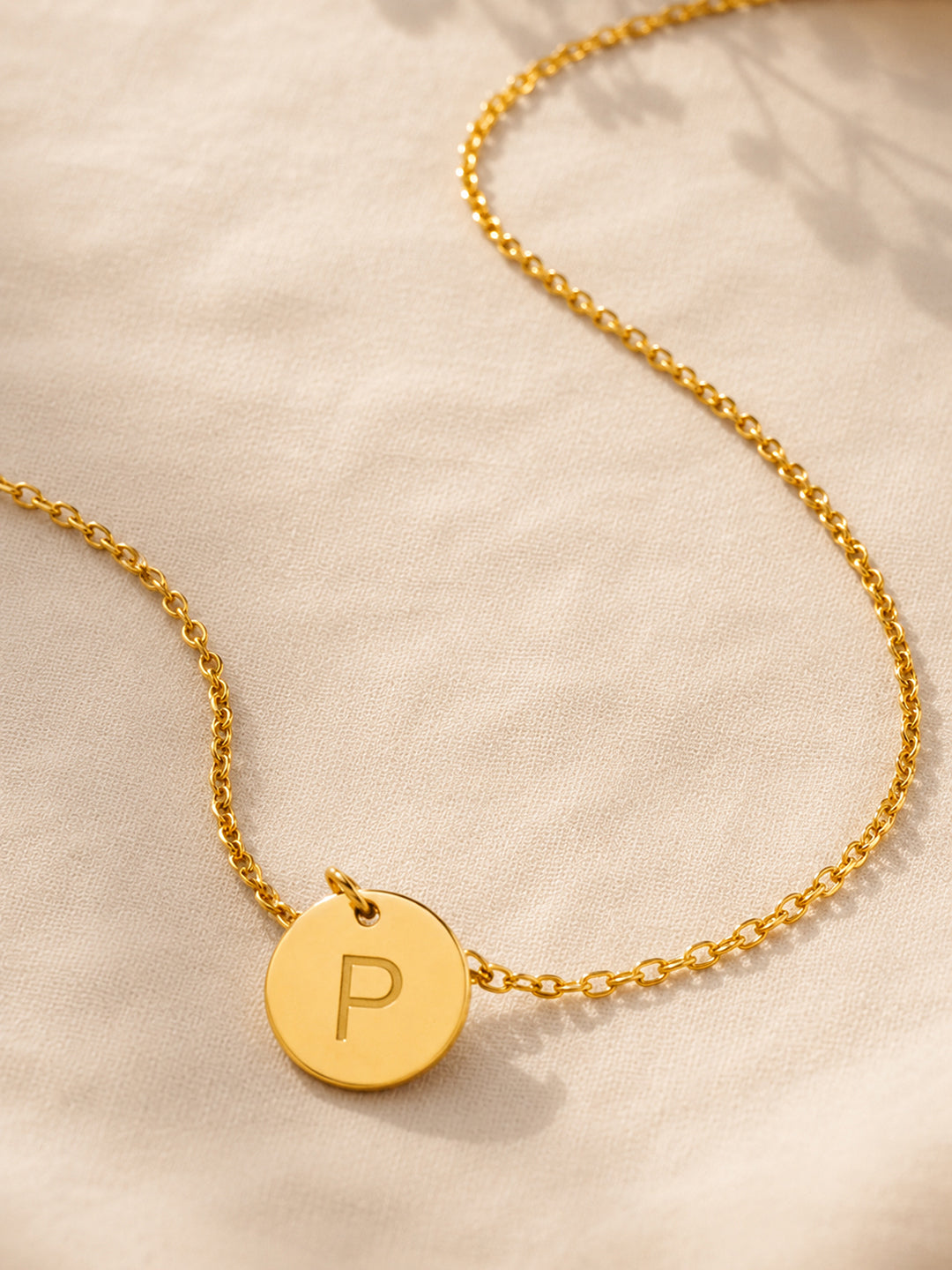 Demi Fine 18K Gold Plated Stainless steel Classic Disc P Pendant Necklace