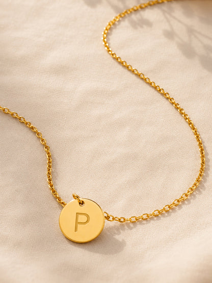 Demi Fine 18K Gold Plated Stainless steel Classic Disc P Pendant Necklace