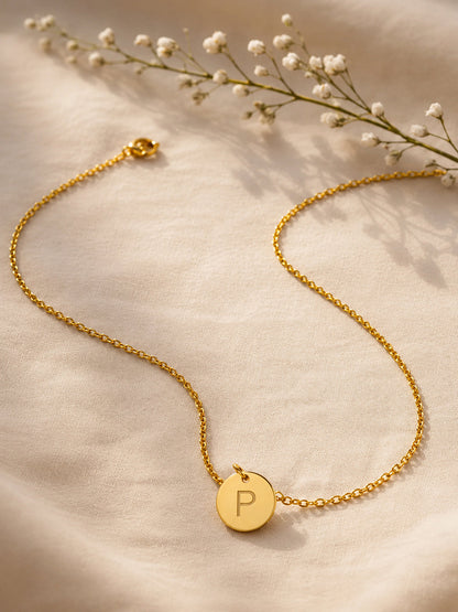 Demi Fine 18K Gold Plated Stainless steel Classic Disc P Pendant Necklace