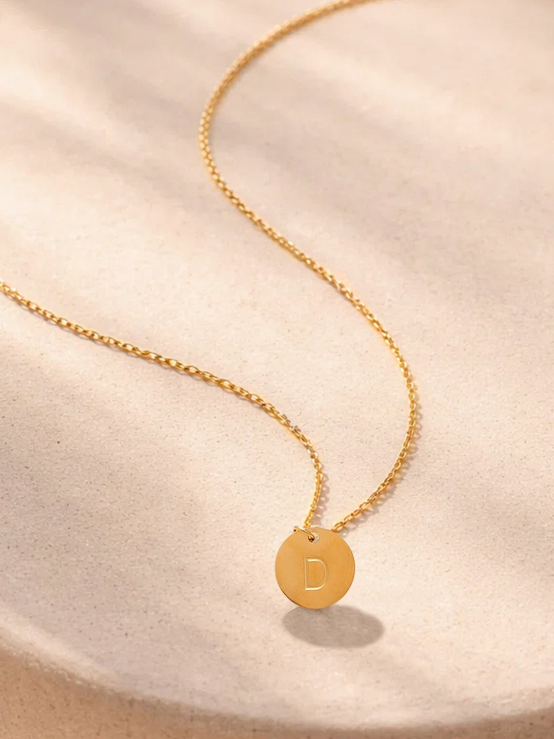 Demi Fine 18K Gold Plated Stainless steel Classic Disc D Pendant Necklace