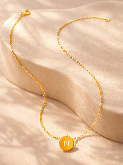 Demi Fine 18K Gold Plated Stainless steel Classic Disc N Pendant Necklace