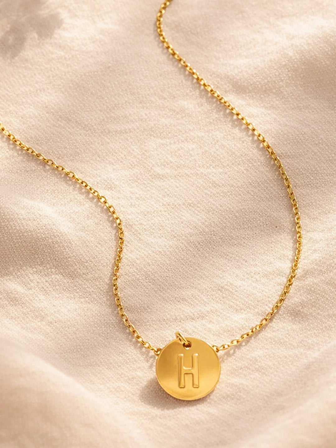Demi Fine 18K Gold Plated Stainless steel Classic Disc H Pendant Necklace