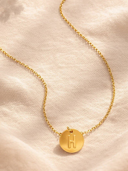 Demi Fine 18K Gold Plated Stainless steel Classic Disc H Pendant Necklace
