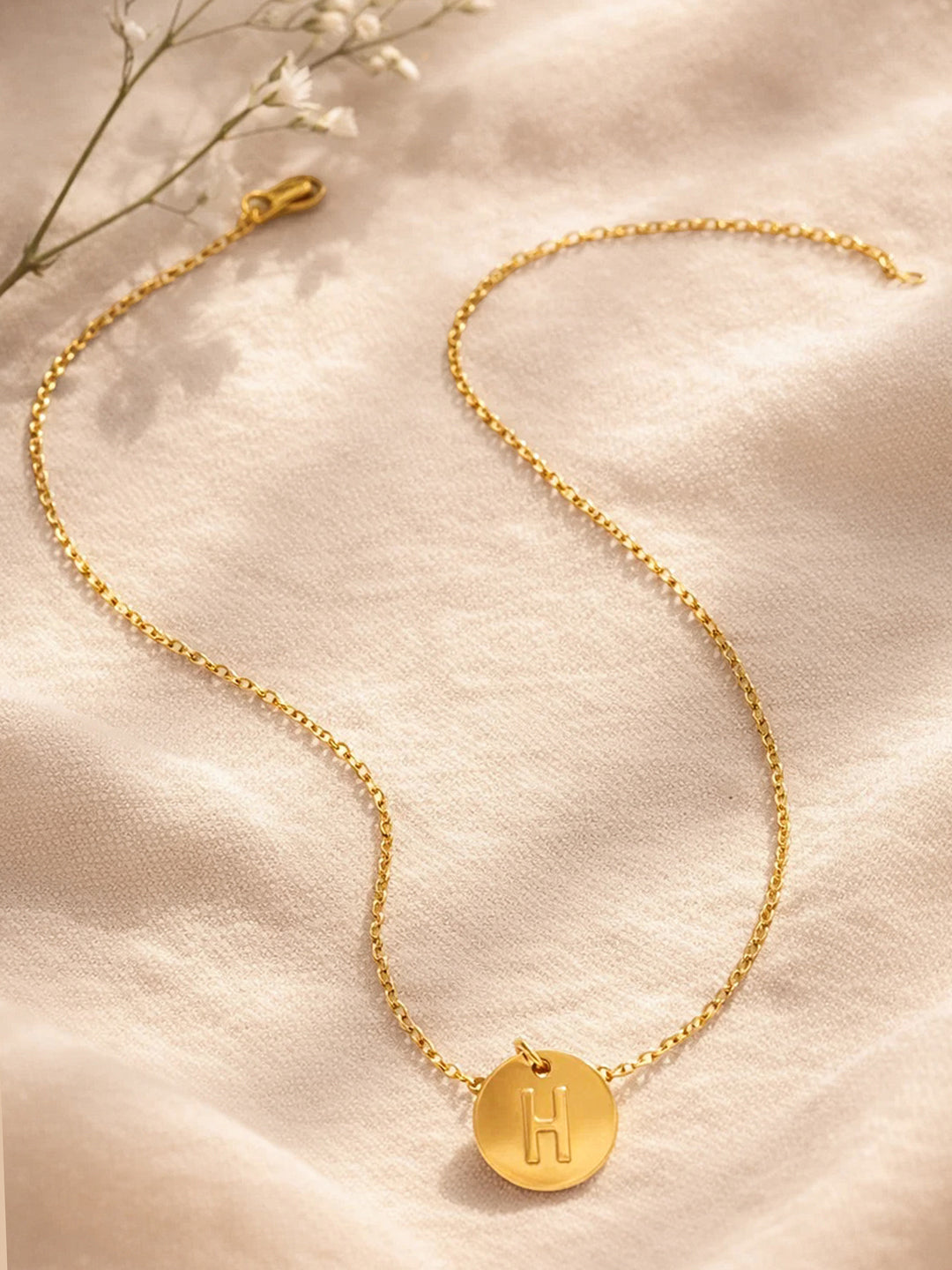 Demi Fine 18K Gold Plated Stainless steel Classic Disc H Pendant Necklace
