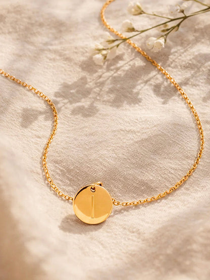 Demi Fine 18K Gold Plated Stainless steel Classic Disc I Pendant Necklace