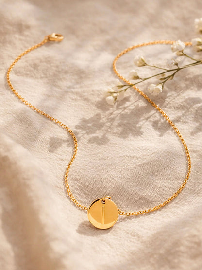 Demi Fine 18K Gold Plated Stainless steel Classic Disc I Pendant Necklace