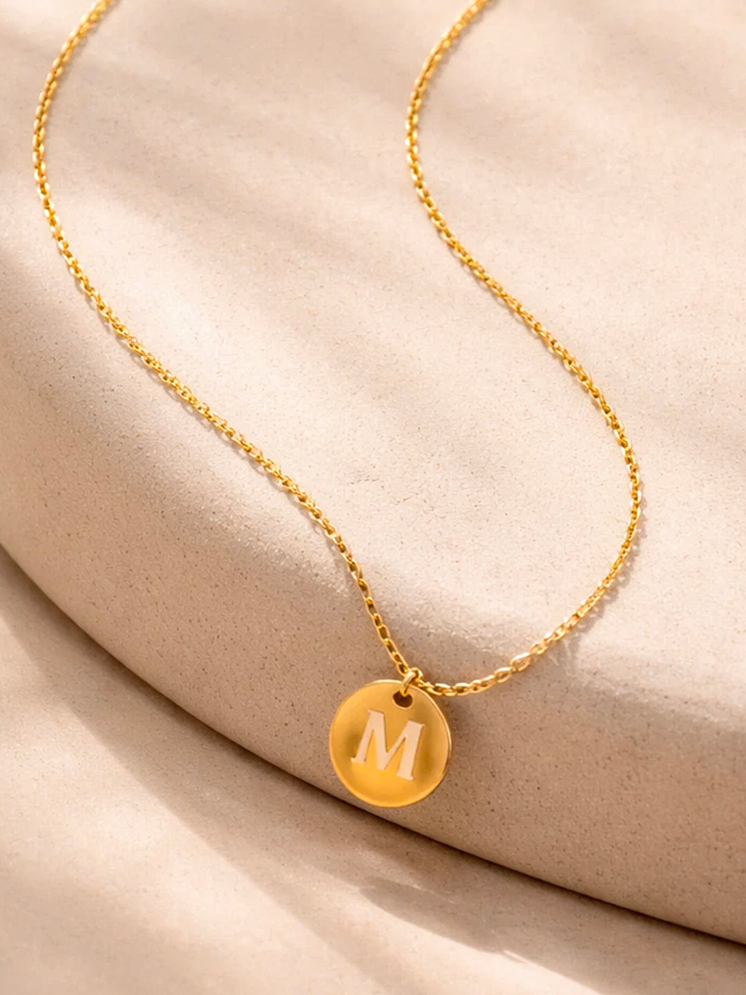 Demi Fine 18K Gold Plated Stainless steel Classic Disc M Pendant Necklace