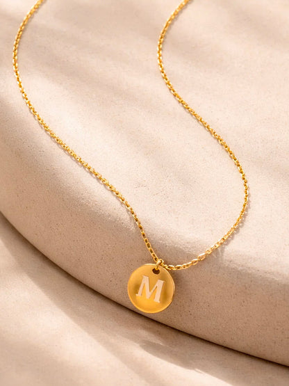 Demi Fine 18K Gold Plated Stainless steel Classic Disc M Pendant Necklace