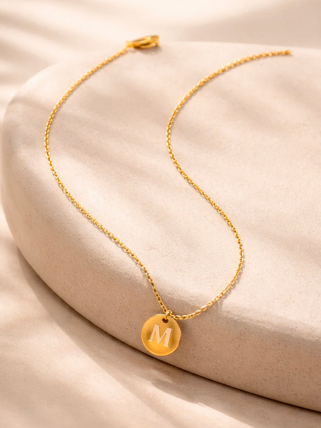Demi Fine 18K Gold Plated Stainless steel Classic Disc M Pendant Necklace