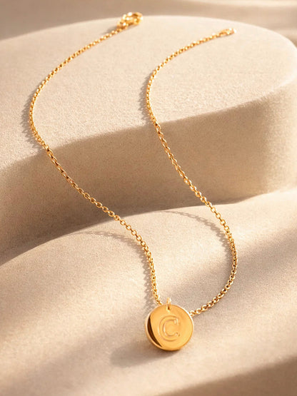 Demi Fine 18K Gold Plated Stainless steel Classic Disc C Pendant Necklace