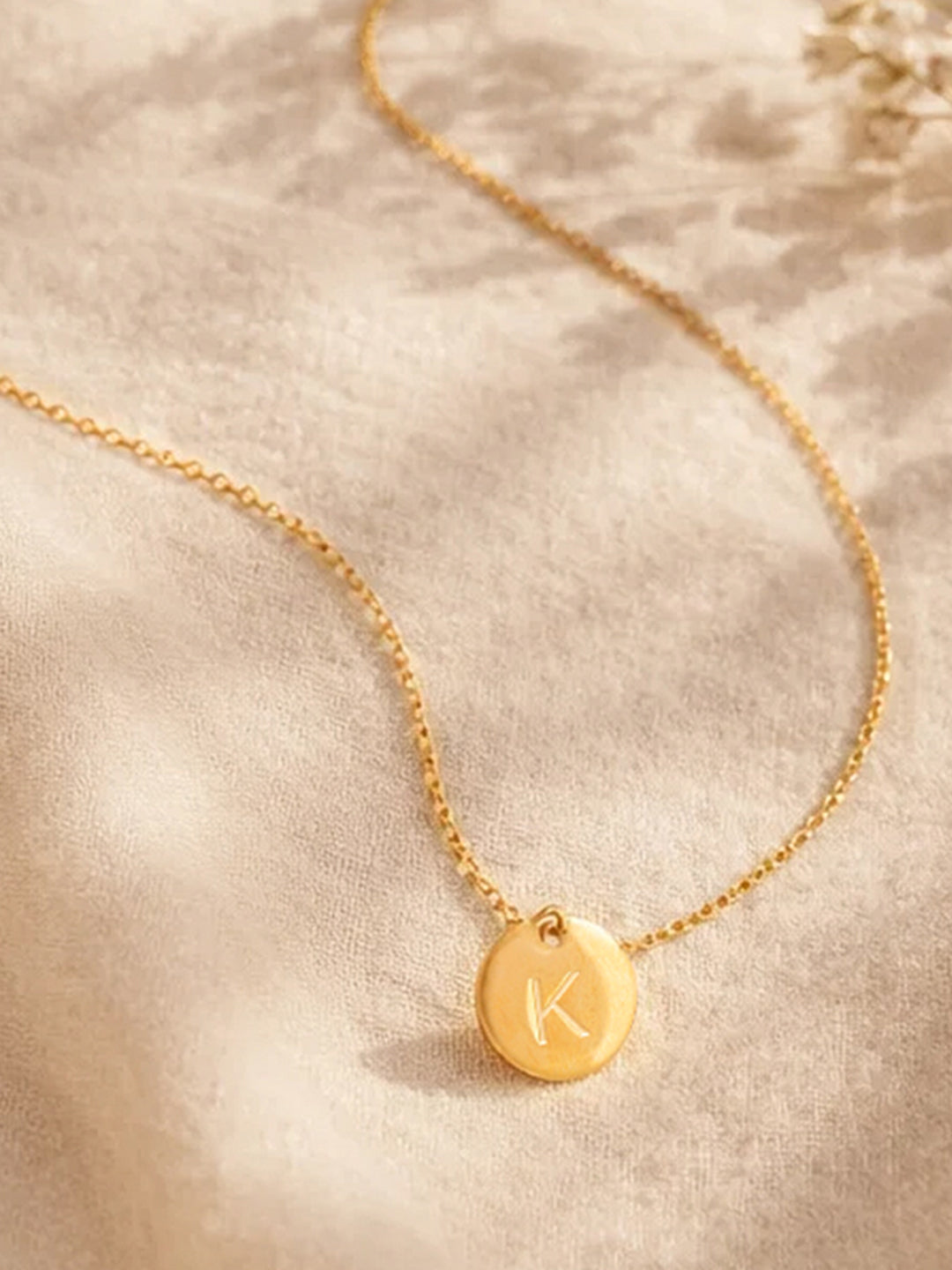 Demi Fine 18K Gold Plated Stainless steel Classic Disc K Pendant Necklace