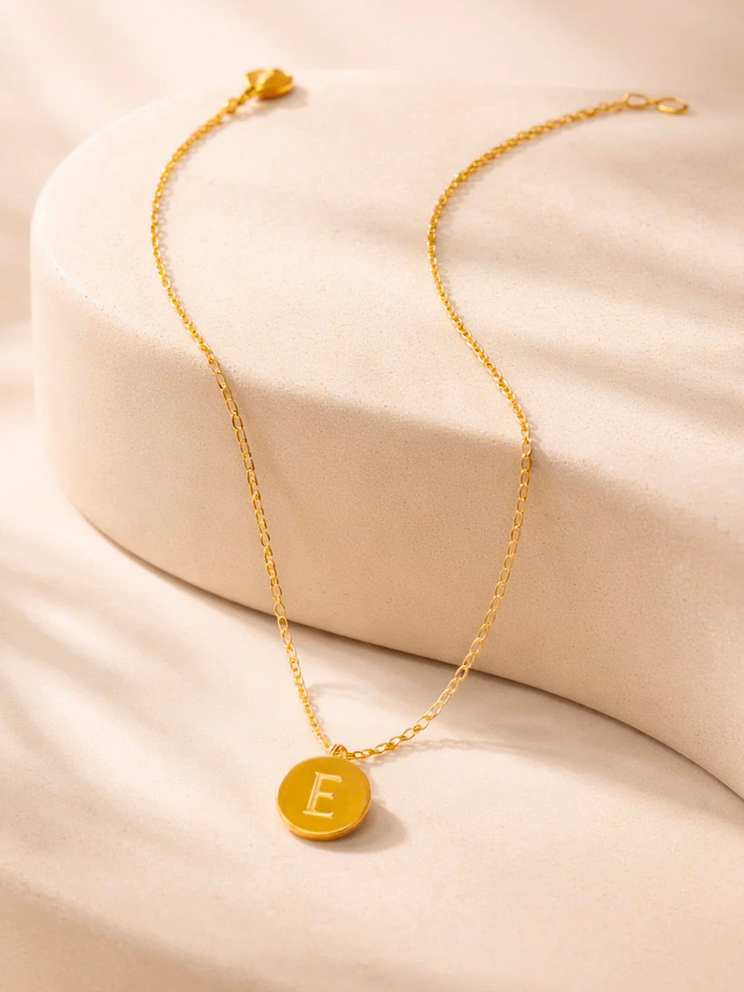 Demi Fine 18K Gold Plated Stainless steel Classic Disc E Pendant Necklace