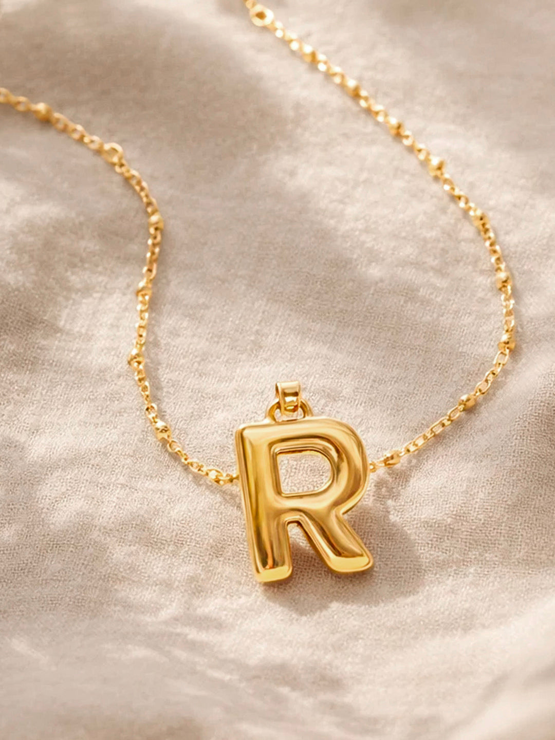 Demi Fine 18K Gold Plated Stainless steel Minimal Balloon R Necklace