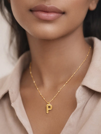 Demi Fine 18K Gold Plated Stainless steel Minimal Balloon P Necklace
