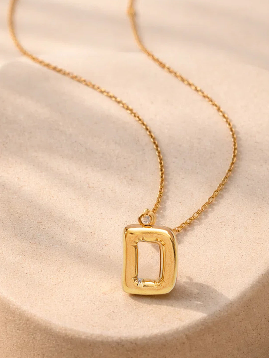 Demi Fine 18K Gold Plated Stainless steel Minimal Balloon D Necklace