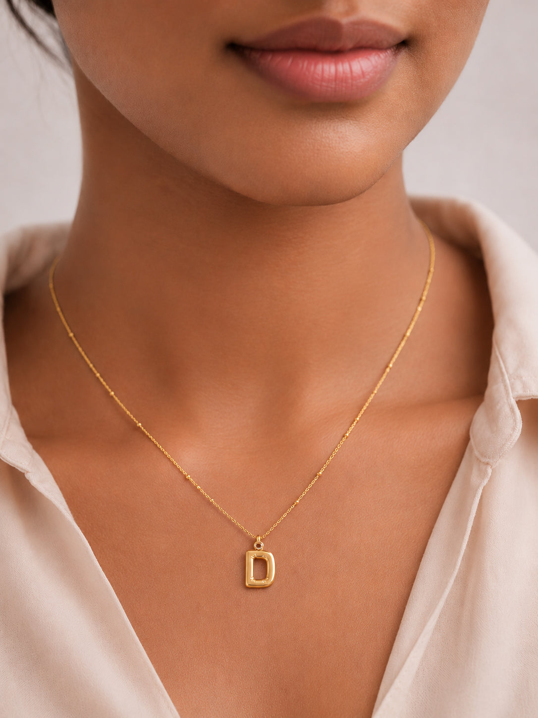 Demi Fine 18K Gold Plated Stainless steel Minimal Balloon D Necklace