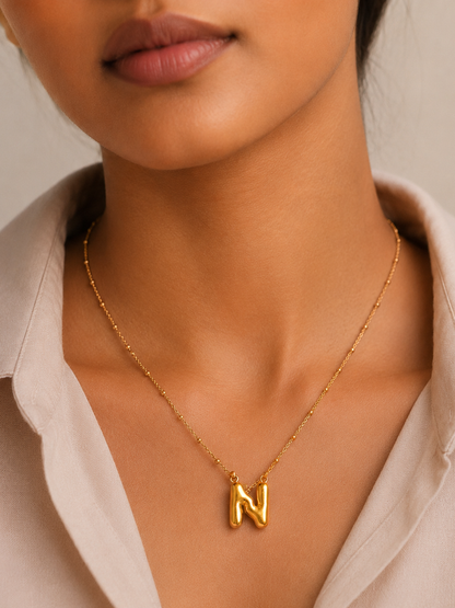 Demi Fine 18K Gold Plated Stainless steel Minimal Balloon N Necklace