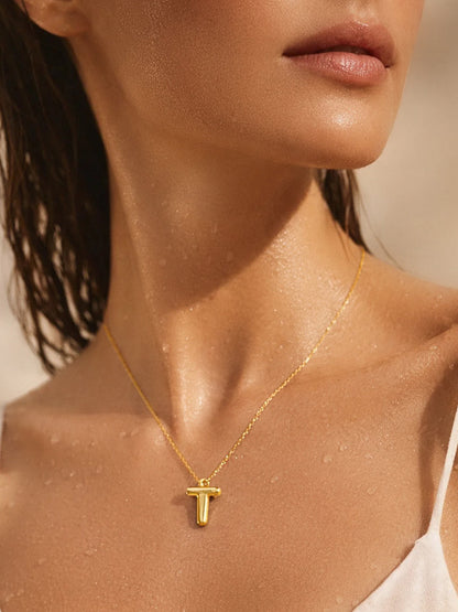 Demi Fine 18K Gold Plated Stainless steel Minimal Balloon T Necklace