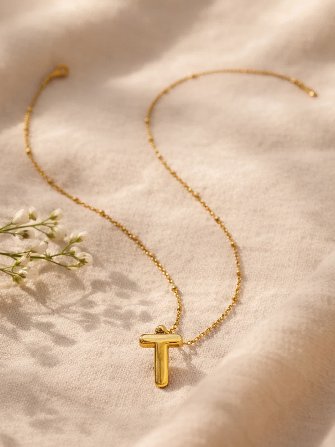 Demi Fine 18K Gold Plated Stainless steel Minimal Balloon T Necklace