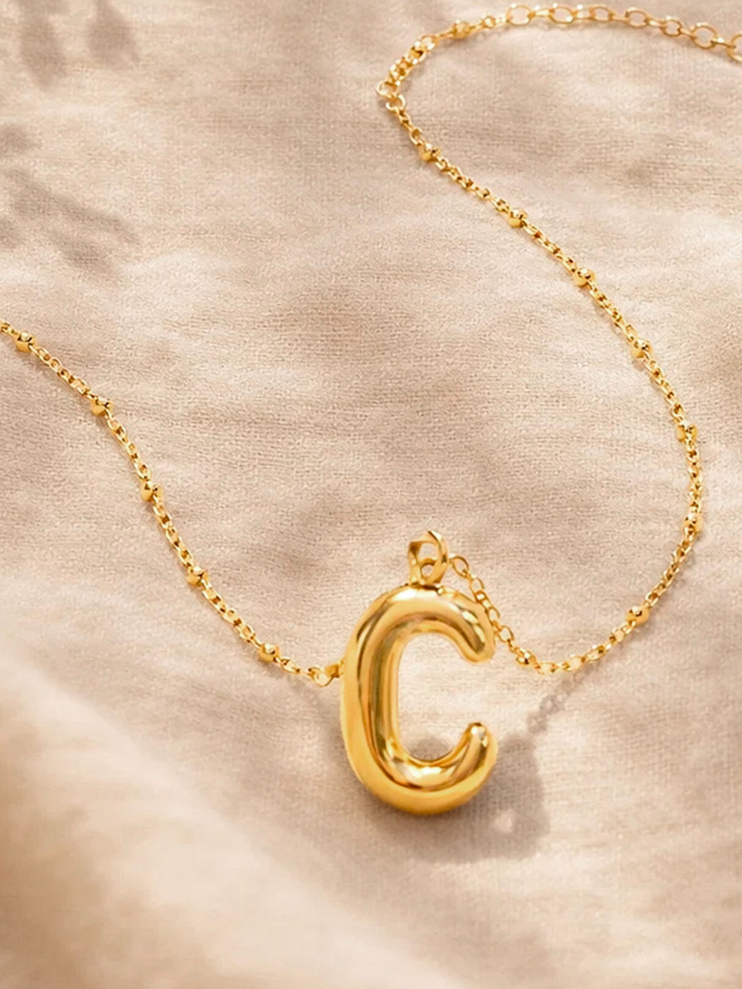 Demi Fine 18K Gold Plated Stainless steel Minimal Balloon C Necklace