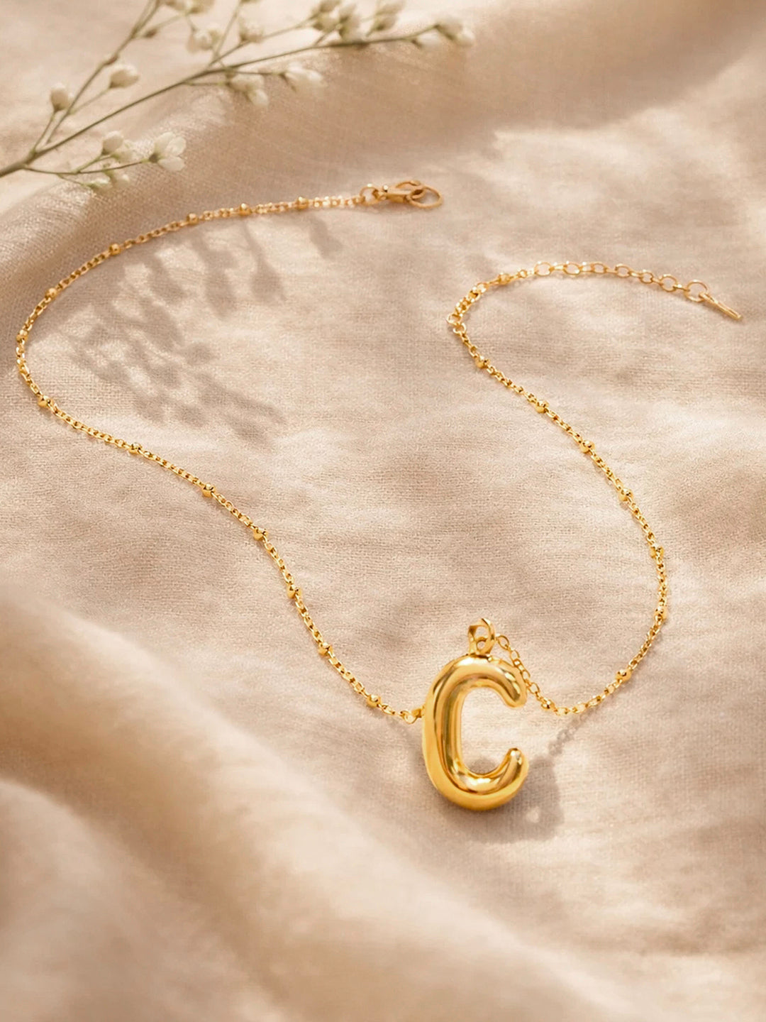 Demi Fine 18K Gold Plated Stainless steel Minimal Balloon C Necklace