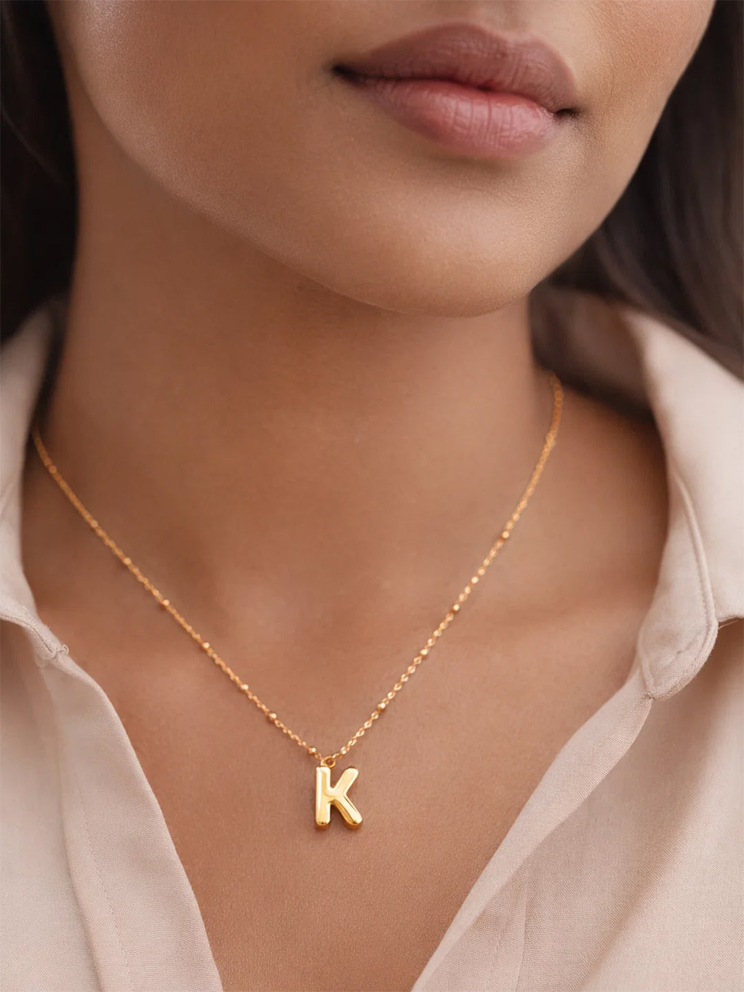 Demi Fine 18K Gold Plated Stainless steel Minimal Balloon K Necklace