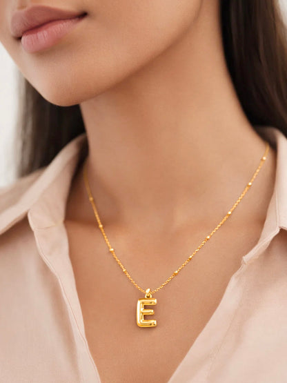 Demi Fine 18K Gold Plated Stainless steel Minimal Balloon E Necklace