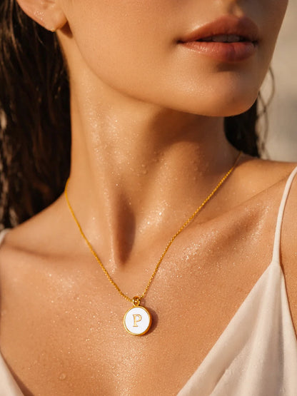 Demi Fine 18K Gold Plated Stainless steel Minimal P Pendant Necklace