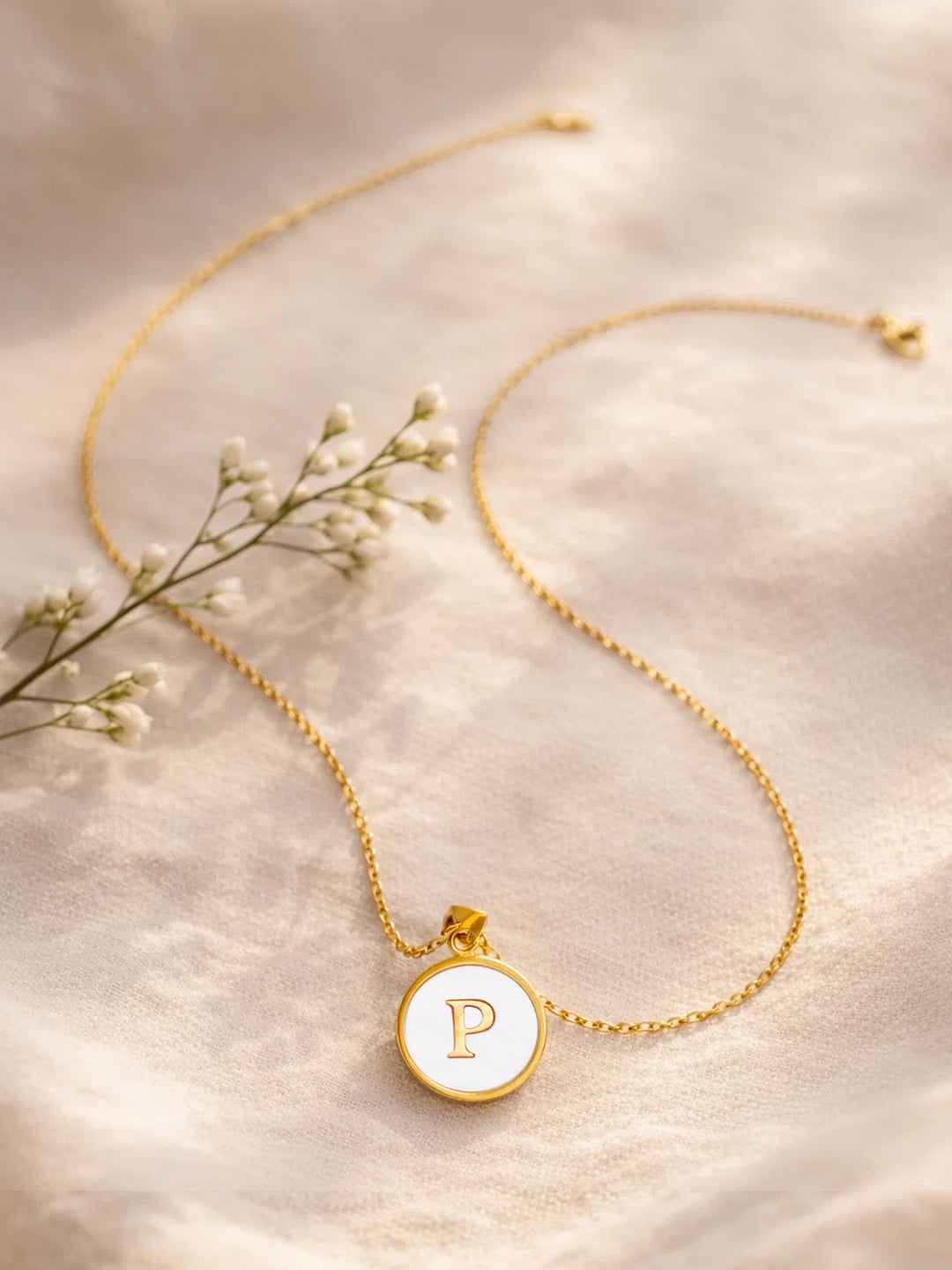 Demi Fine 18K Gold Plated Stainless steel Minimal P Pendant Necklace