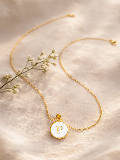 Demi Fine 18K Gold Plated Stainless steel Minimal P Pendant Necklace