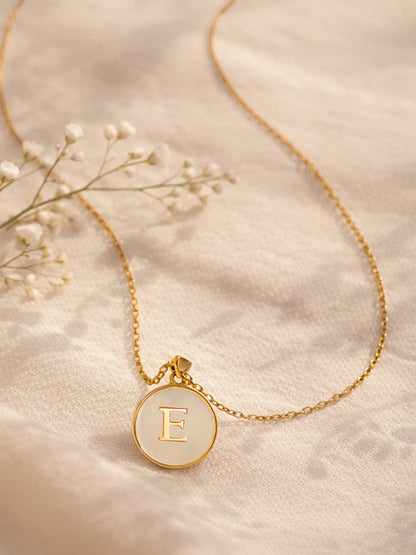 Demi Fine 18K Gold Plated Stainless steel Minimal E Pendant Necklace