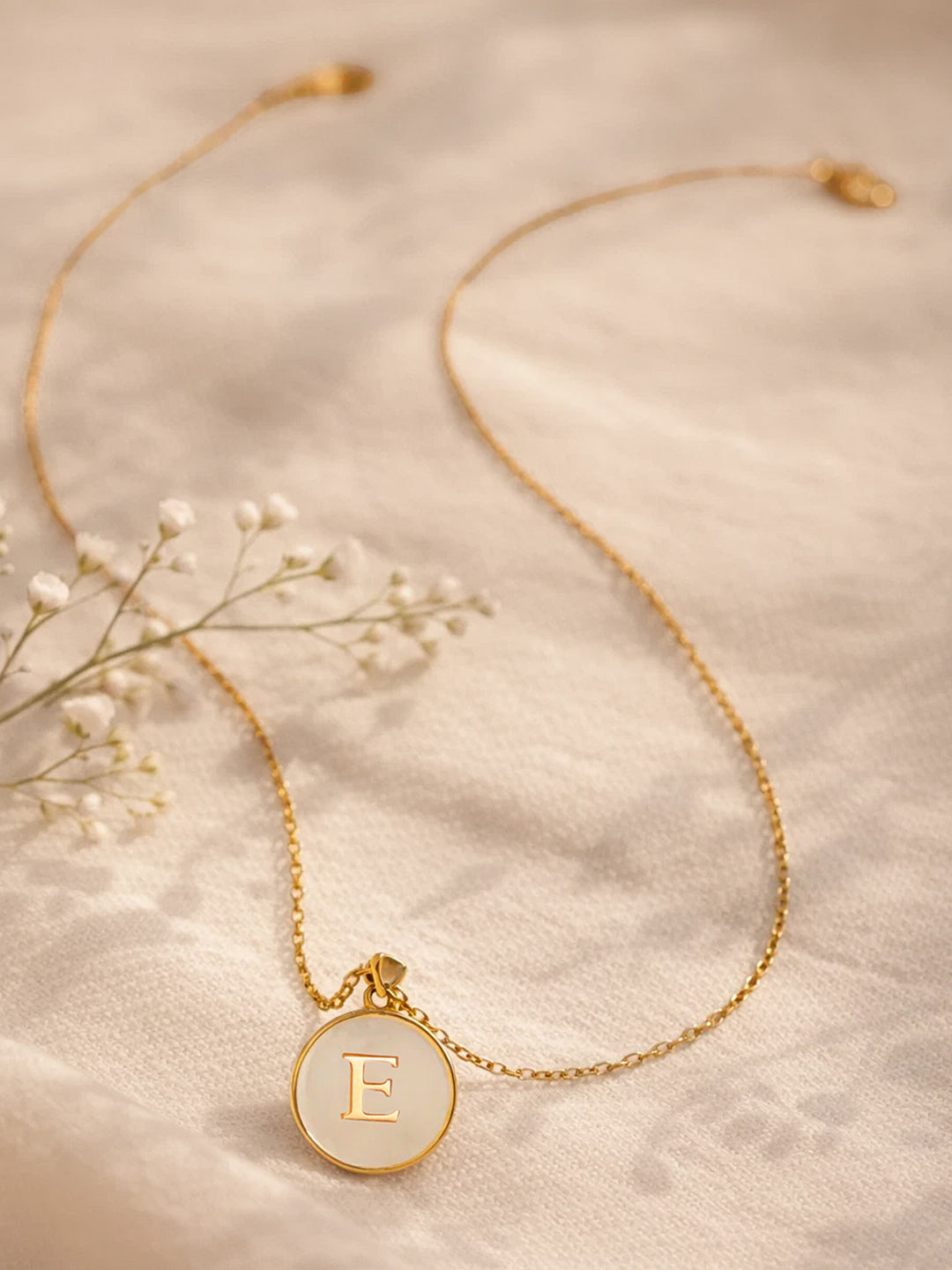 Demi Fine 18K Gold Plated Stainless steel Minimal E Pendant Necklace