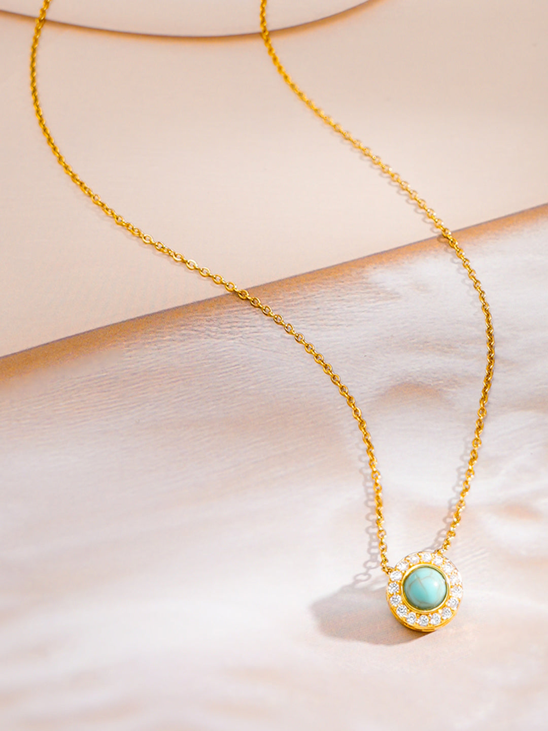 Demi Fine 18K Gold Plated Stainless steel Chain Turquoise Blue Pendant Necklace