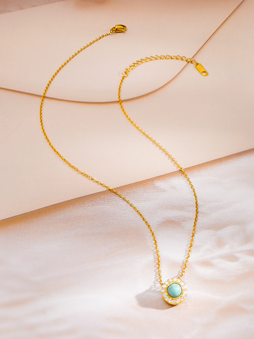 Demi Fine 18K Gold Plated Stainless steel Chain Turquoise Blue Pendant Necklace