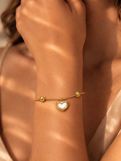 Demi Fine 18K Gold Plated Stainless steel Adjustable Chain Heart Charm Bracelet