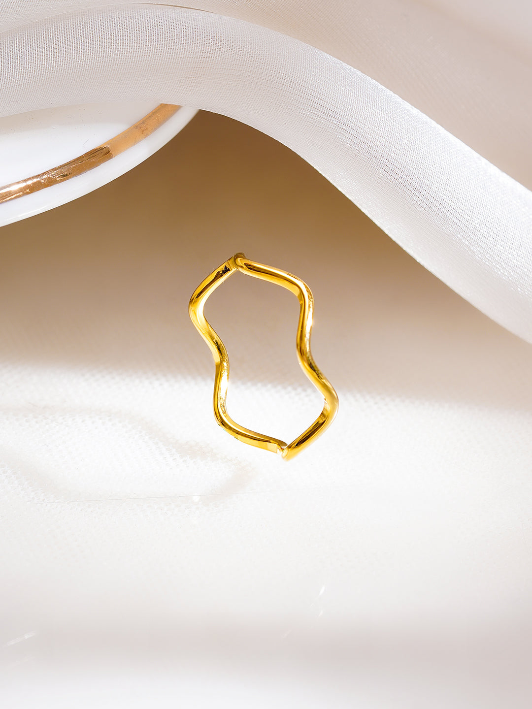 Demi Fine 18K Gold Plated Stainless Steel Curve Outline Statement Ring