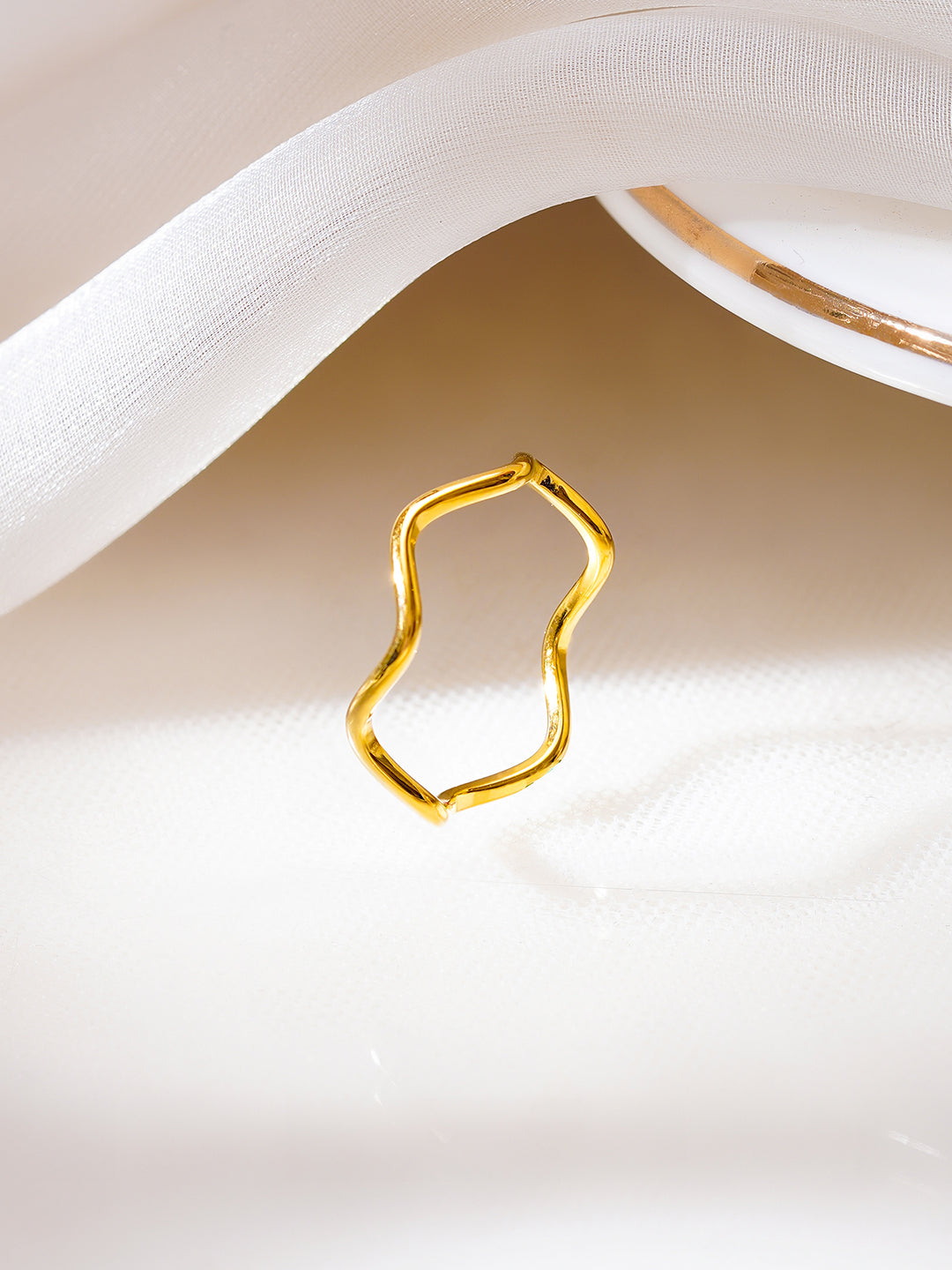Demi Fine 18K Gold Plated Stainless Steel Curve Outline Statement Ring