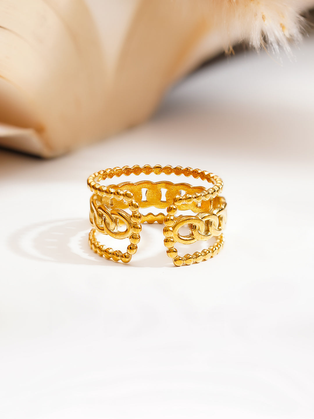 Demi Fine 18K Gold Plated Stainless steel Linked Layers Statement Ring