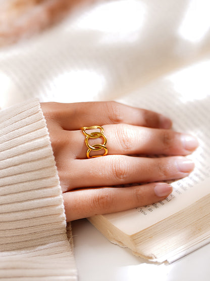 Demi Fine 18K Gold Plated Stainless steel Linked Loop Statement Ring