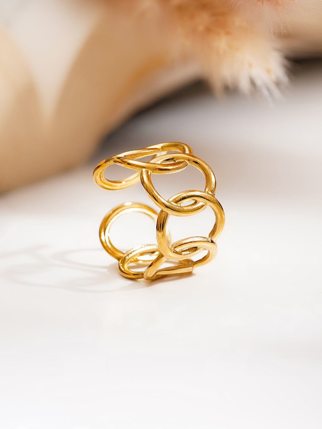 Demi Fine 18K Gold Plated Stainless steel Linked Loop Statement Ring