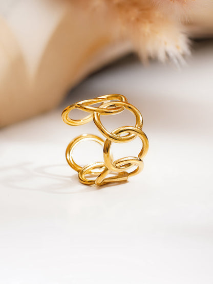 Demi Fine 18K Gold Plated Stainless steel Linked Loop Statement Ring