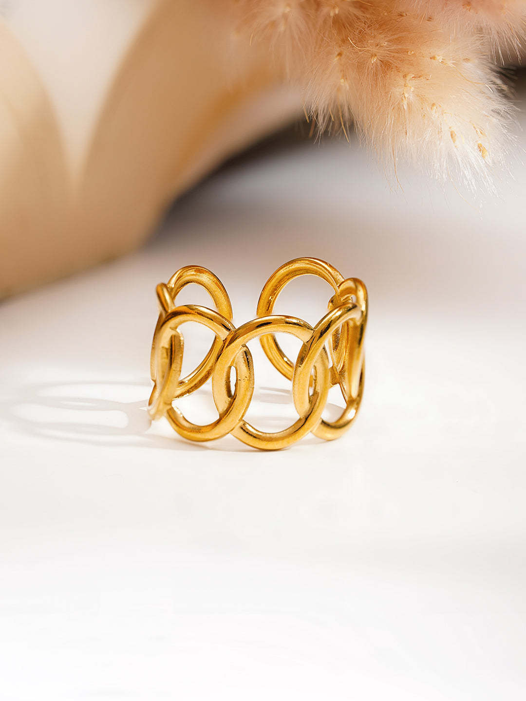 Demi Fine 18K Gold Plated Stainless steel Linked Loop Statement Ring