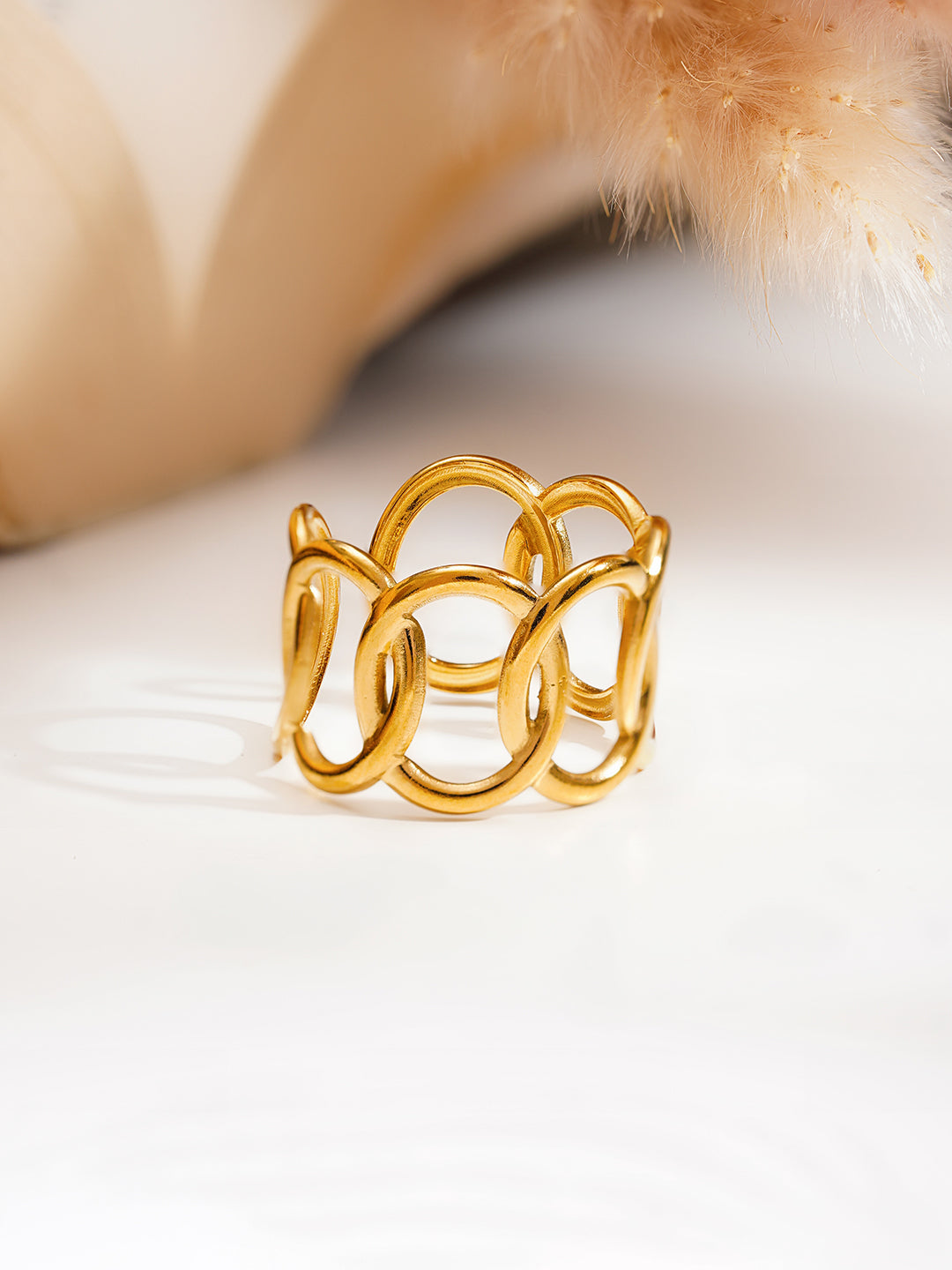 Demi Fine 18K Gold Plated Stainless steel Linked Loop Statement Ring
