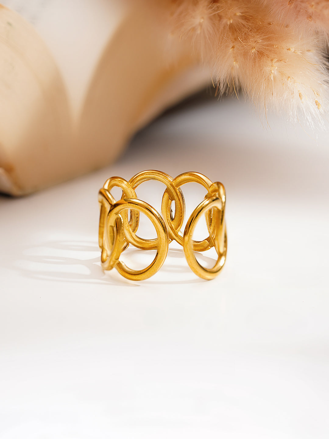 Demi Fine 18K Gold Plated Stainless steel Linked Loop Statement Ring