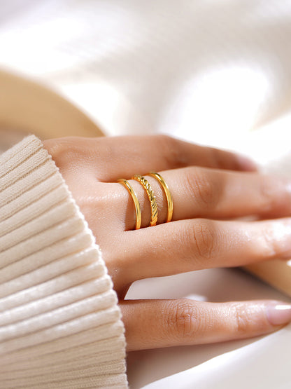Demi Fine 18K Gold Plated Stainless steel Twisted Triple Band Ring