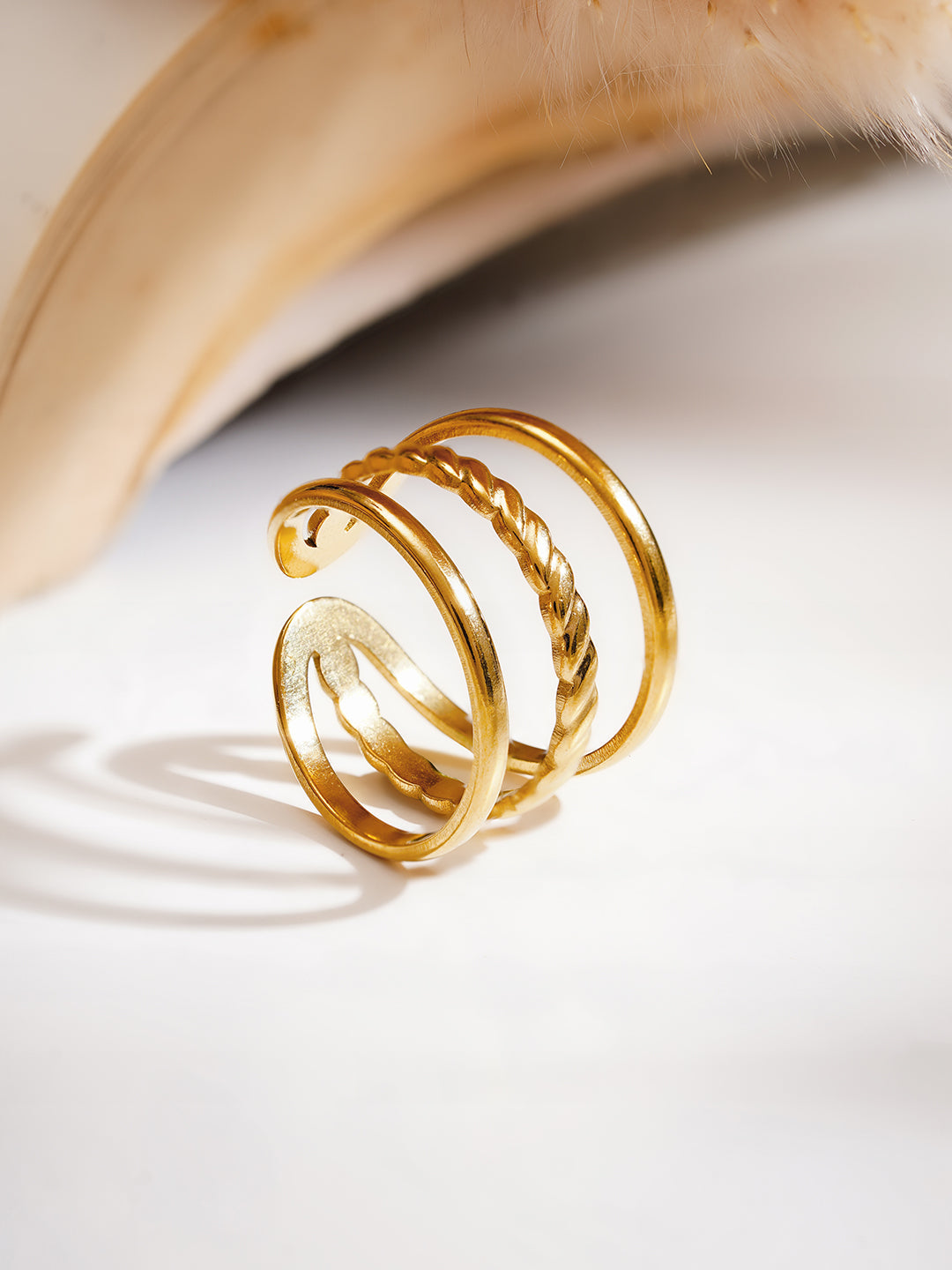 Demi Fine 18K Gold Plated Stainless steel Twisted Triple Band Ring