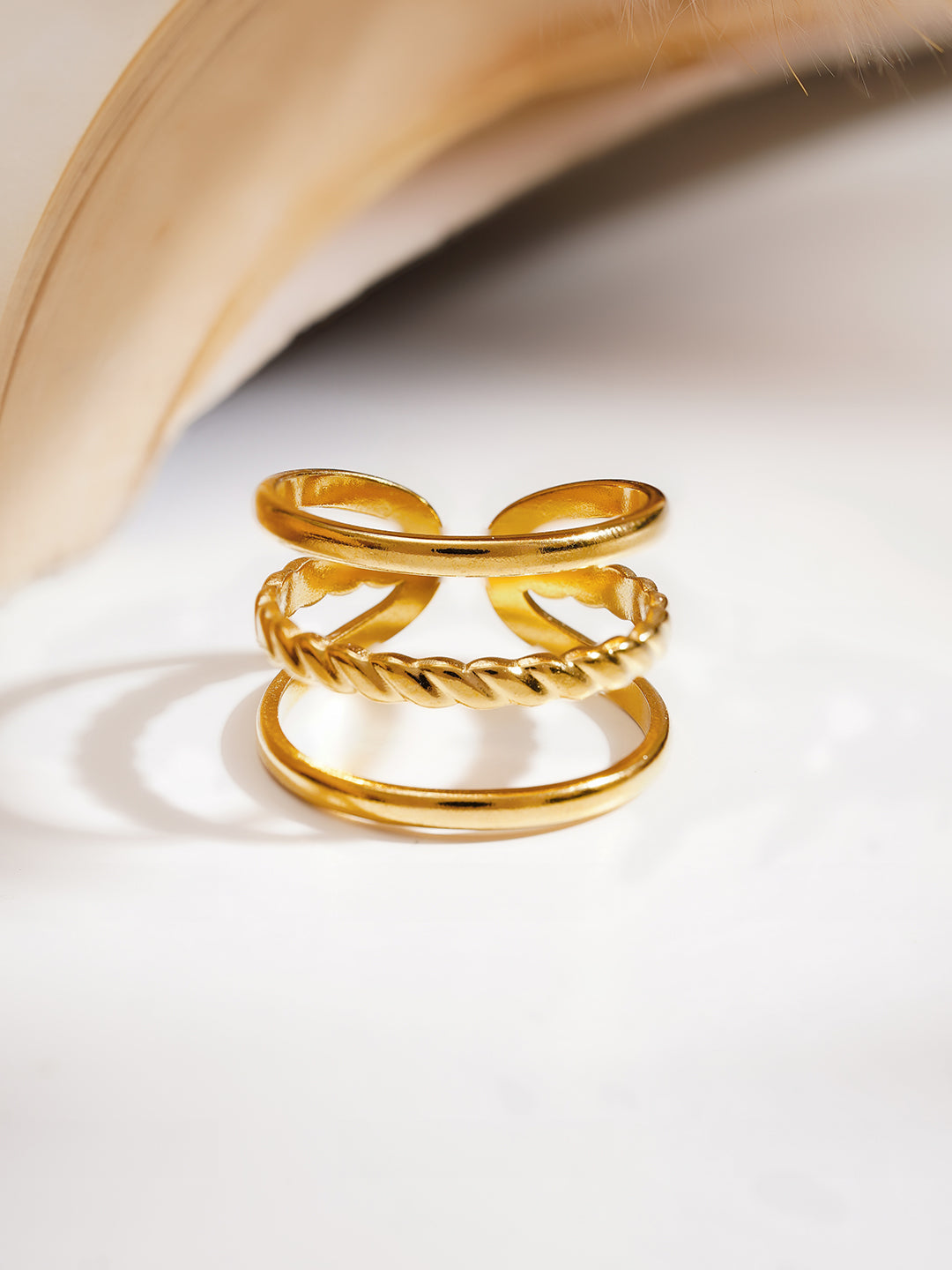 Demi Fine 18K Gold Plated Stainless steel Twisted Triple Band Ring