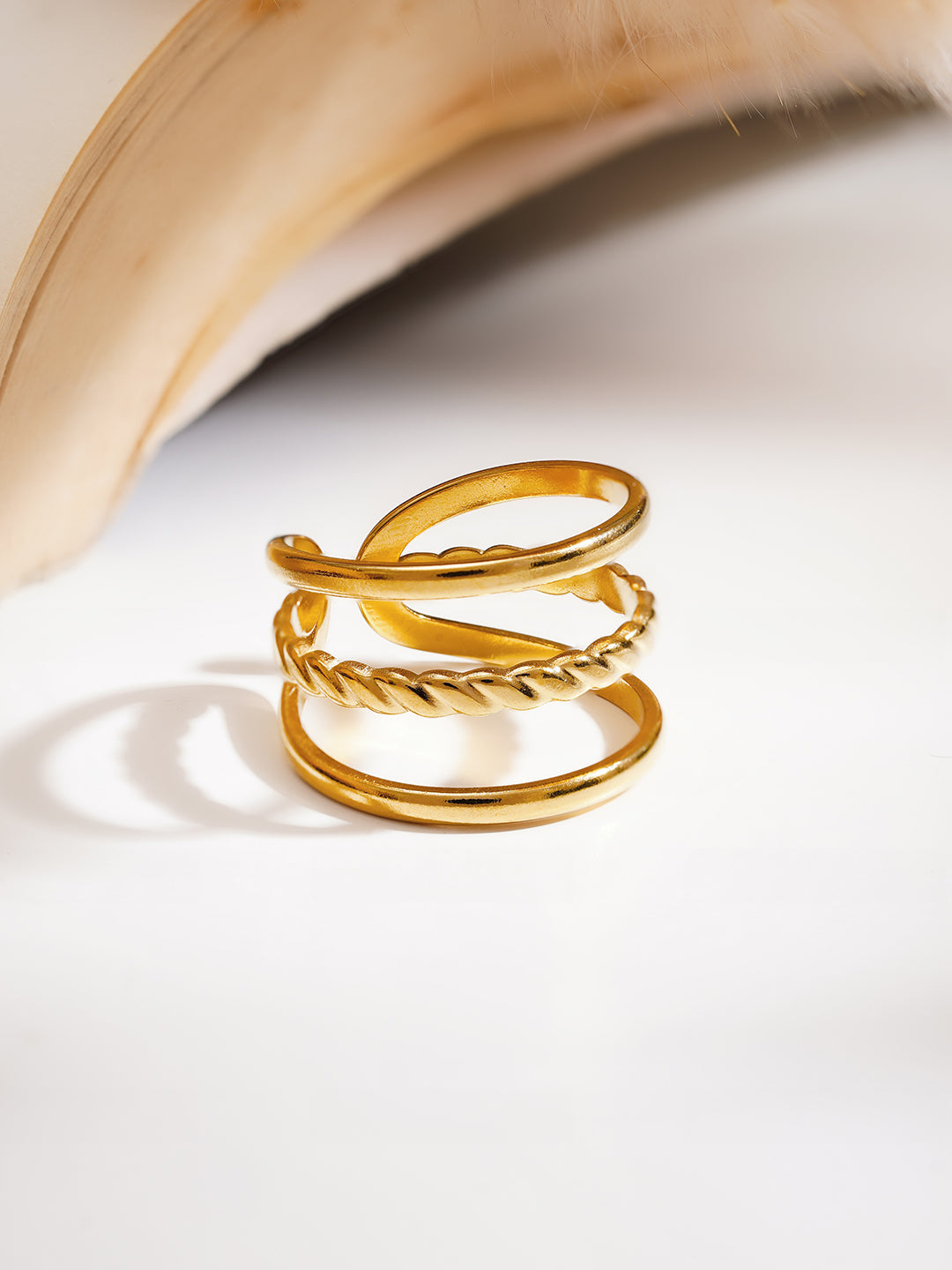 Demi Fine 18K Gold Plated Stainless steel Twisted Triple Band Ring